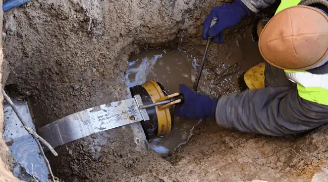 Technician performing underground drainage repair for foundation protection and gutter systems in Honolulu, HI